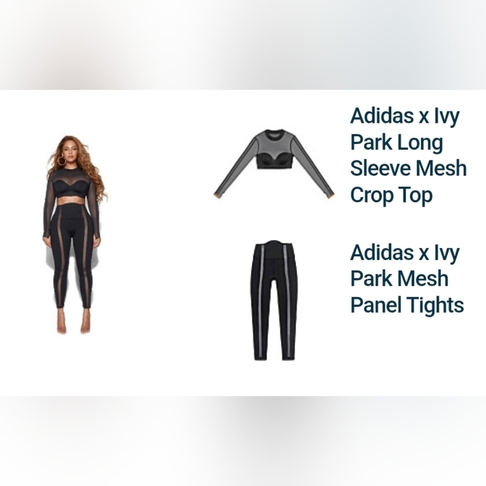 Adidas Ivy Park Black and Gold Mesh Crop Top/ Pants 2pc Set Size  Xs - Picture 7 of 7